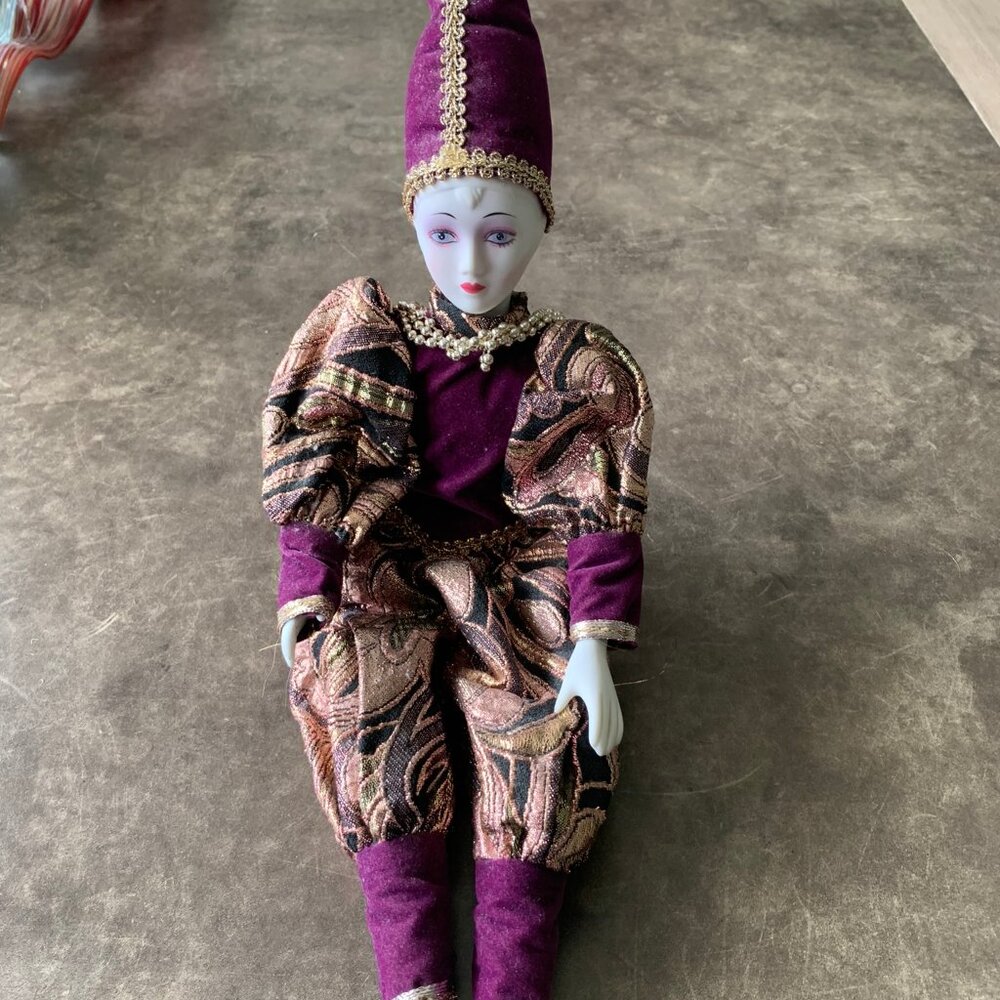 VINTAGE Porcelain Harlequin Bendable Doll Collectable